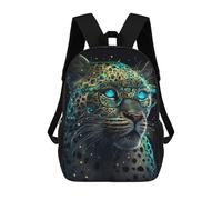sinyumoney Leopard with Glasses Art Print 17inch Mochila Escolar Impresa En 3D Para Niños, Mochila Escolar Informal De Moda, Mochilas De Viaje Para Niños Y Estudiantes.