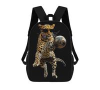 sinyumoney Leopard with Soccer Ball Mochila Escolar Para Niñas Mochila Impermeable Mochila Informal De Día Mochila Ligera Para Niño Y Niña Mochila Escolar 17inch