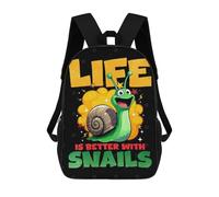 sinyumoney Life Is Better with Snails Mochila, Mochila Infantil, Mochila Escolar Para Estudiantes, Mochila Para Libros, Mochila Escolar Impresa En 3D Para Niños Y Niñas 17inch
