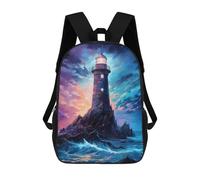 sinyumoney Lighthouse at Night Mochila Escolar Infantil Impresa En 3D 17inch Mochilas Escolares Para Niños, Estilo Casual Y Moderno, Mochilas De Viaje De Alta Capacidad