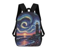 sinyumoney Lighthouse at Sunset with Swirling Sky Mochila Infantil De Moda Divertida Mochila Escolar Para Niños Y Adolescentes Con Impresión 3D Para Niños 17inch