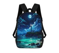 sinyumoney Lighthouse Fantasy Beach Mochila Escolar Para Niños Con Impresión 3D, Mochila Moderna Para Niños Y Niñas, Mochila Informal Para Estudiantes. 17inch