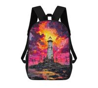 sinyumoney Lighthouse, Fiery Sunset, Sea Mochila Escolar, Bolso De Negocios, Bolso Para Portátil Resistente Para Niños/niñas/adolescentes 17inch