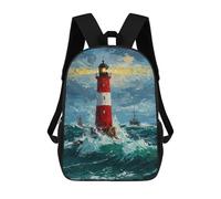 sinyumoney Lighthouse in Stormy Sea Mochilas Infantiles Impresas En 3D, Mochilas De Moda Informales, Mochilas De Viaje Bonitas, Mochilas Informales Para Exteriores Para Niños Y Niñas 17inch