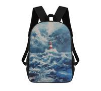 sinyumoney Lighthouse in The Storm Mochila Escolar Infantil Impresa En 3D Para Niños, Mochila De Viaje De Alta Capacidad, Bolsas Para Libros, Mochila Escolar Infantil 17inch