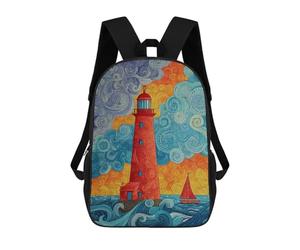 sinyumoney Lighthouse Ocean Waves Sunset Mochila Escolar Para Ordenador Portátil Para La Escuela/trabajo/viajes: Perfecta Para Viajes, Trabajo Y Uso Diario 17inch