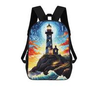 sinyumoney Lighthouse on A Rocky Coast Mochila Escolar Para Niñas Mochila Impermeable Mochila Informal De Día Mochila Ligera Para Niño Y Niña Mochila Escolar 17inch