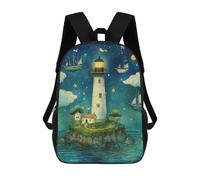 sinyumoney Lighthouse Starry Night Mochila Escolar Informal Para El Día A Día, Ideal Para El Trabajo, El Colegio, El Camping, Las Aventuras Al Aire Libre Y Los Viajes Diarios 17inch