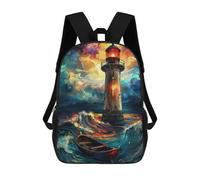 sinyumoney Lighthouse Storm Art Mochila De Moda Para Papelería, Impermeable, Informal, Para Adolescentes, Niños, Mujeres Y Hombres 17inch