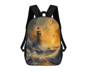 sinyumoney Lighthouse Storm Sunset Mochila Escolar Resistente Al Agua, Mochila Escolar De Negocios Para Niños/niñas/adolescentes 17inch