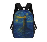 sinyumoney Lighthouse Under Starry Night Sky Mochilas Infantiles Escolares Impresas En 3D, Mochilas Para Niños, Mochilas De Viaje Para Niños Y Niñas, Mochilas Escolares Para Niños 17inch