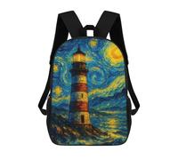 sinyumoney Lighthouse Under Starry Night Sky Painting Mochila Mochila Informal Para El Día A Día Escuela Trabajo Viajes Bolsa - Perfecta Para Viajes, Trabajo Y Uso Diario 17inch