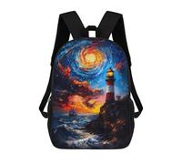 sinyumoney Lighthouse Under Starry Sky Mochilas Escolares Mochila Escolar Ligera Mochila De Día Mochila Para Libros Para La Universidad Para Hombres/mujeres 17inch