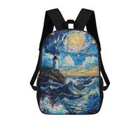 sinyumoney Lighthouse Under Starry Sky Mochilas Infantiles Escolares Impresas En 3D, Mochilas Para Niños, Mochilas De Viaje Para Niños Y Niñas, Mochilas Escolares Para Niños 17inch