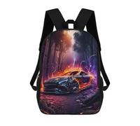sinyumoney Lightning Car in Forest Mochila Escolar Infantil Con Impresión 3D, Mochila Escolar Informal Para Niños De Primaria Y Secundaria 17inch