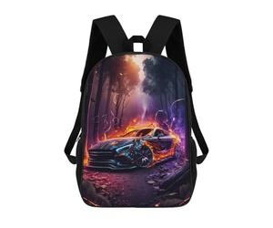 sinyumoney Lightning Car in Forest Mochila Escolar Infantil Con Impresión 3D, Mochila Escolar Informal Para Niños De Primaria Y Secundaria 17inch