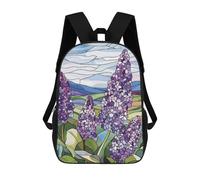 sinyumoney Lilac Flowers in Stained Glass Mochilas Infantiles Impresas En 3D, Mochilas De Moda Informales, Mochilas De Viaje Bonitas, Mochilas Informales Para Exteriores Para Niños Y Niñas 17inch