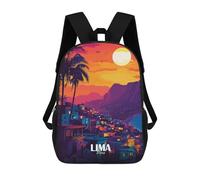 sinyumoney Lima, Peru Cityscape at Sunset Mochilas Para Niños Mochila Escolar Mochila Escolar Impresa En 3D Para Niños Estudiantes De Primaria Y Secundaria 17inch