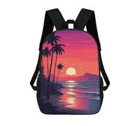 Sinyumoney Linda Corgi Dog Mochila Escolar Impermeable Para Ordenador Portátil, Ideal Para Escuela, Trabajo Y Viajes, California Sunset Pixel, 17"
