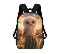 Sinyumoney Linda Miel Bear Mochila Escolar para Niñas Y Niños, Gran Capacidad, Ligera, Para Niños Y Estudiantes, Cute Owl On Cactus, 17"