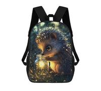 Sinyumoney Linda Miel Bear Mochila Escolar para Niñas Y Niños, Gran Capacidad, Ligera, Para Niños Y Estudiantes, Hedgehog With Firefly Jar, 17"