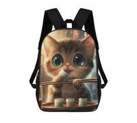 Sinyumoney Linda Miel Bear Mochila Escolar para Niñas Y Niños, Gran Capacidad, Ligera, Para Niños Y Estudiantes, Cute Cat Eating Sushi, 17"
