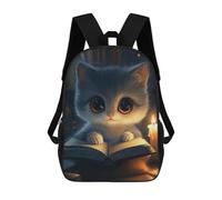 Sinyumoney Linda Miel Bear Mochila Escolar para Niñas Y Niños, Gran Capacidad, Ligera, Para Niños Y Estudiantes, Lindo Cat Reading By Candlelight, 17"