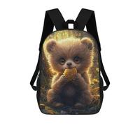Sinyumoney Linda Miel Bear Mochila Escolar para Niñas Y Niños, Gran Capacidad, Ligera, Para Niños Y Estudiantes, Lindo oso de miel, 17"