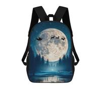 Sinyumoney Linda Santa Claus Mochila Escolar para Adolescentes, Impreso En 3D, Ajustable, Con Bolsillos De Moda Para Niños, Niños, Niñas Estudiantes Y Adolescentes, Santa Reindeer Sleigh Fly, 17"