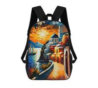 Sinyumoney Linda Santa Claus Mochila Escolar para Adolescentes, Impreso En 3D, Ajustable, Con Bolsillos De Moda Para Niños, Niños, Niñas Estudiantes Y Adolescentes, Santorini In Color, 17"