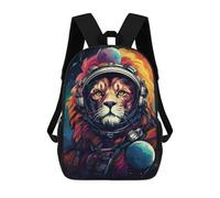 sinyumoney Lion Astronaut in Space Mochila Escolar Infantil De 17 Pulgadas, Impresa En 3D, Estilo Casual, Para Niños, Ideal Para Viajes, Como Mochila Escolar O Para Llevar Libros.