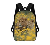 sinyumoney Lion Couple in Yellow Flowers-2 Mochila Escolar Grande Resistente Al Agua Para Portátil Para Adolescentes, Niñas, Niños, Mujeres Y Hombres 17inch