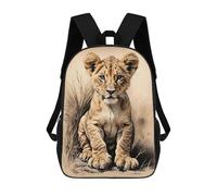 sinyumoney Lion Cub In The Savannah Mochila Escolar Infantil Con Impresión 3D, Mochila Escolar Informal Para Niños De Primaria Y Secundaria 17inch