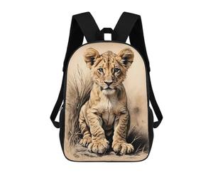sinyumoney Lion Cub In The Savannah Mochila Escolar, Mochila De Viaje, Mochila Universitaria Para Niños/niñas/adolescentes 17inch
