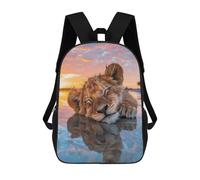 sinyumoney Lion Cub Sunset Reflection Mochila Escolar Infantil De 17 Pulgadas, Mochila Escolar Impresa En 3D Para Niños De Primaria Y Secundaria