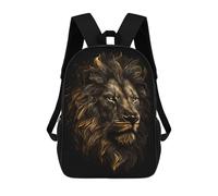 sinyumoney Lion Gold Black Mochila Escolar De Moda Para Papelería, Impermeable, Informal, Para El Campus, Actividades Al Aire Libre, Viajes Y Deportes 17inch