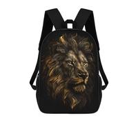 sinyumoney Lion Gold Black Mochila Escolar Infantil De 17 Pulgadas Con Estampado 3D De Películas De Anime Para Niños, Mochila De Viaje, Mochila Escolar Infantil
