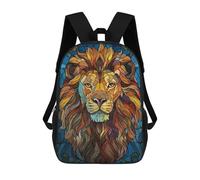 sinyumoney Lion Head Stained Glass Mochila Escolar, Mochila De Viaje Resistente Al Agua, Mochila Para Computadora Para Niñas, Niños Y Adolescentes 17inch