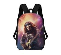 Sinyumoney Lion in 60s Rock Album Mochila Mochila Impreso 3D, Mochila De Gomo, Mochila De Viaje, Mochila De Amigos Para Niñas Y Niños, Chimpanzee Flying In Space, 17"