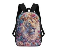 sinyumoney Lion in Floral Majesty Mochilas Impresas En 3D Para Niños, Mochila Escolar, Mochila De Moda Para Niños De Primaria Y Secundaria 17inch