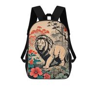 sinyumoney Lion in Japanese Style Mochila Escolar Para Niños Mochila Escolar Impresa En 3D Mochila Escolar De Moda Para Niños De Primaria Y Secundaria 17inch