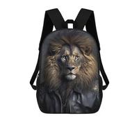 sinyumoney Lion in Leather Jacket Mochila Escolar Infantil Impresa En 3D Para Niños, Mochilas De Viaje, Bolsas Para Libros Para Niños Estudiantes De Primaria 17inch