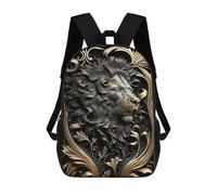 sinyumoney Lion Lord Golden Art Deco Mochila Escolar Infantil De 17 Pulgadas Con Estampado 3D De Películas De Anime Para Niños, Mochila De Viaje, Mochila Escolar Infantil