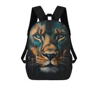 sinyumoney Lion Portrait in Teal And Orange Mochila Escolar Para Niñas Y Niños, Mochilas De Gran Capacidad, Mochilas Ligeras Para Niños Y Estudiantes 17inch
