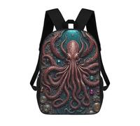 sinyumoney Lion Portrait Mochila escolar con impresión 3D, mochila escolar para niños y niñas, mochila escolar ajustable para la escuela primaria, Crónicas de pulpo galáctico, 17"