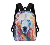 sinyumoney Lion Portrait Mochila escolar con impresión 3D, mochila escolar para niños y niñas, mochila escolar ajustable para la escuela primaria, Polar Bear Watercolor, 17"