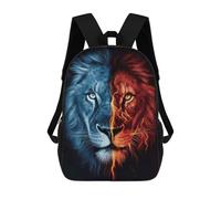 sinyumoney Lion Portrait Mochila escolar con impresión 3D, mochila escolar para niños y niñas, mochila escolar ajustable para la escuela primaria, Lion Ice, 17"