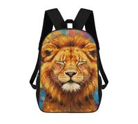 sinyumoney Lion Portrait with Colorful Background Mochila Escolar Infantil Con Impresión 3D, Mochila Escolar Informal Para Niños De Primaria Y Secundaria 17inch