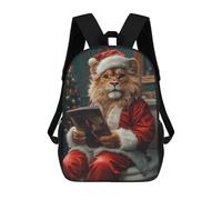 sinyumoney Lion Santa Reading Mochila Escolar Para Computadora Para La Escuela/trabajo/viajes Para Niñas, Adolescentes 17inch