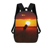 sinyumoney Lion Silhouette Sunset Mochila Escolar Grande Resistente Al Agua Para Portátil Para Niñas, Niños Y Adolescentes 17inch